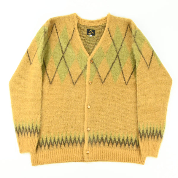 Mohair Cardigan - Argyle Mustard– BASIES
